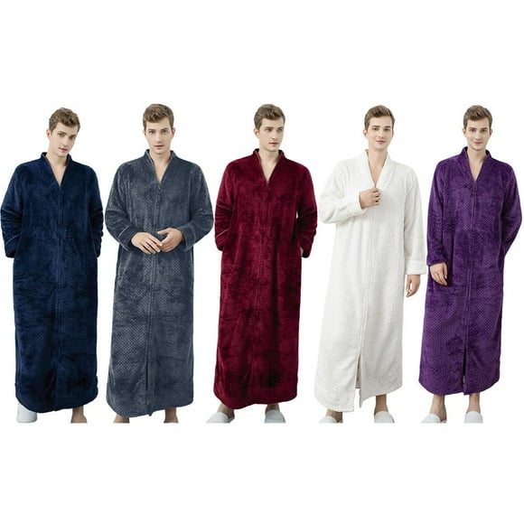Zimaes-Men Underwear Flannel Knee Length Sherpa Collar Spa Bathrobe Zimaes-Men Underwear Flannel Knee Length Sherpa Collar Spa Bathrobe